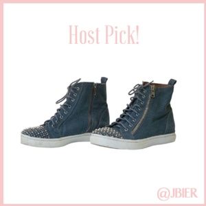Jeffrey Campbell High Top Studded Denim Sneakers